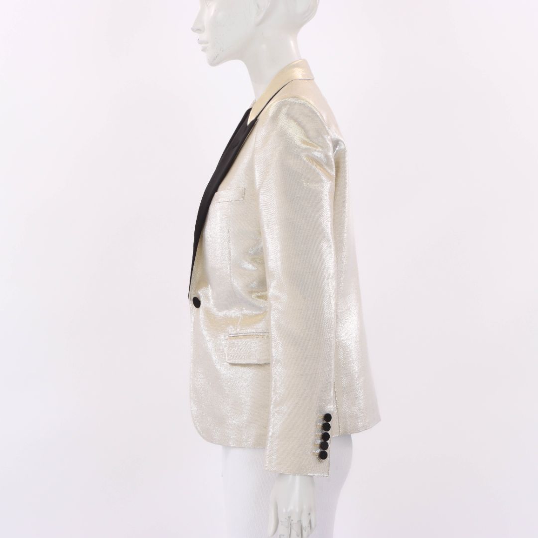 Saint Laurent Metallic Single Breasted Tuxedo Jacket Size FR 40 | AU 12