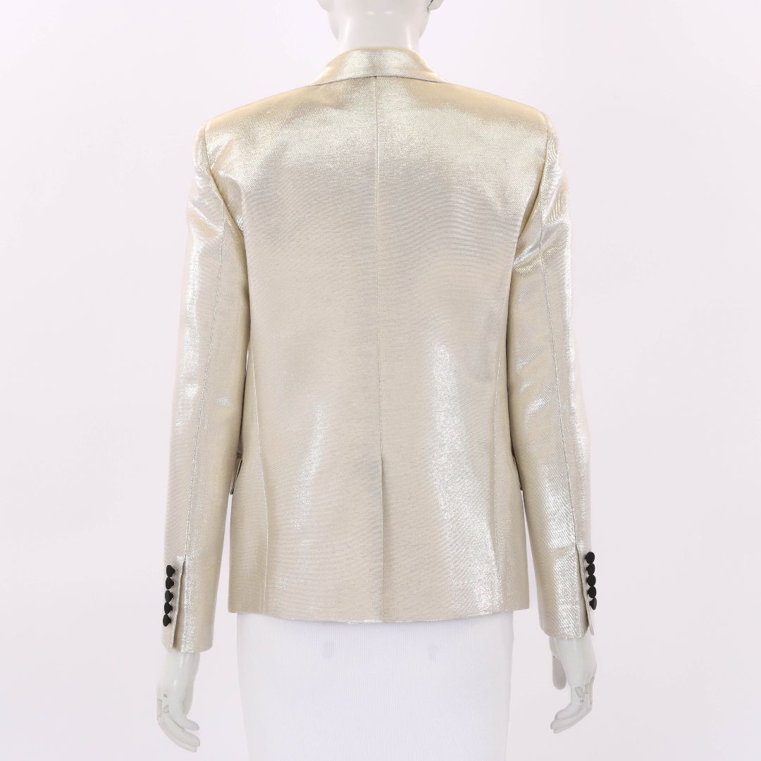 Saint Laurent Metallic Single Breasted Tuxedo Jacket Size FR 40 | AU 12