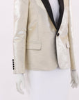 Saint Laurent Metallic Single Breasted Tuxedo Jacket Size FR 40 | AU 12