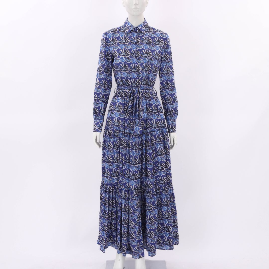 La DoubleJ 'Bellini' Tiered Printed Maxi Shirt Dress Small