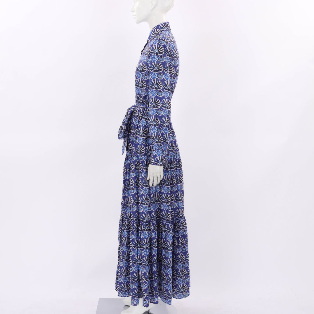 La DoubleJ 'Bellini' Tiered Printed Maxi Shirt Dress Small