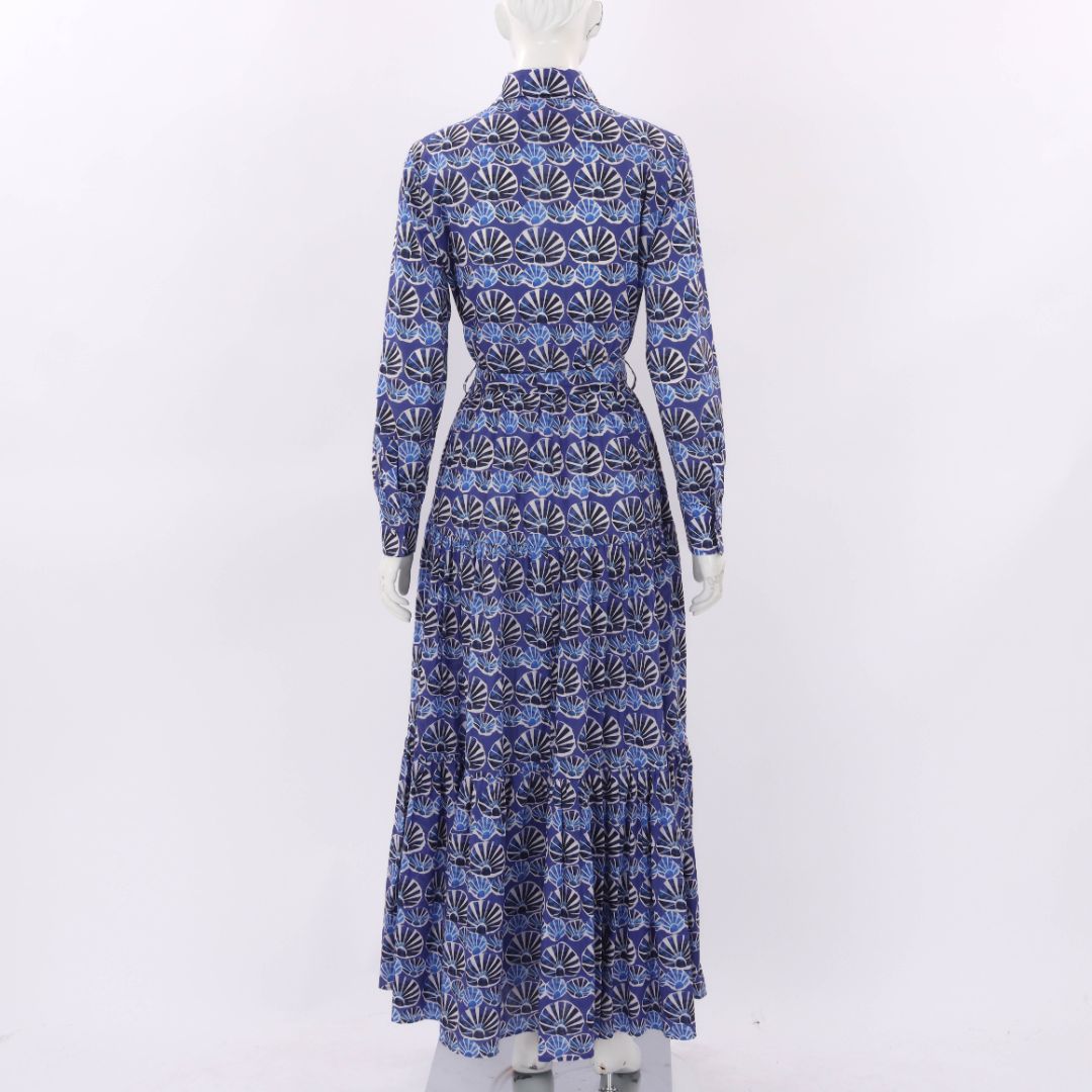 La DoubleJ 'Bellini' Tiered Printed Maxi Shirt Dress Small