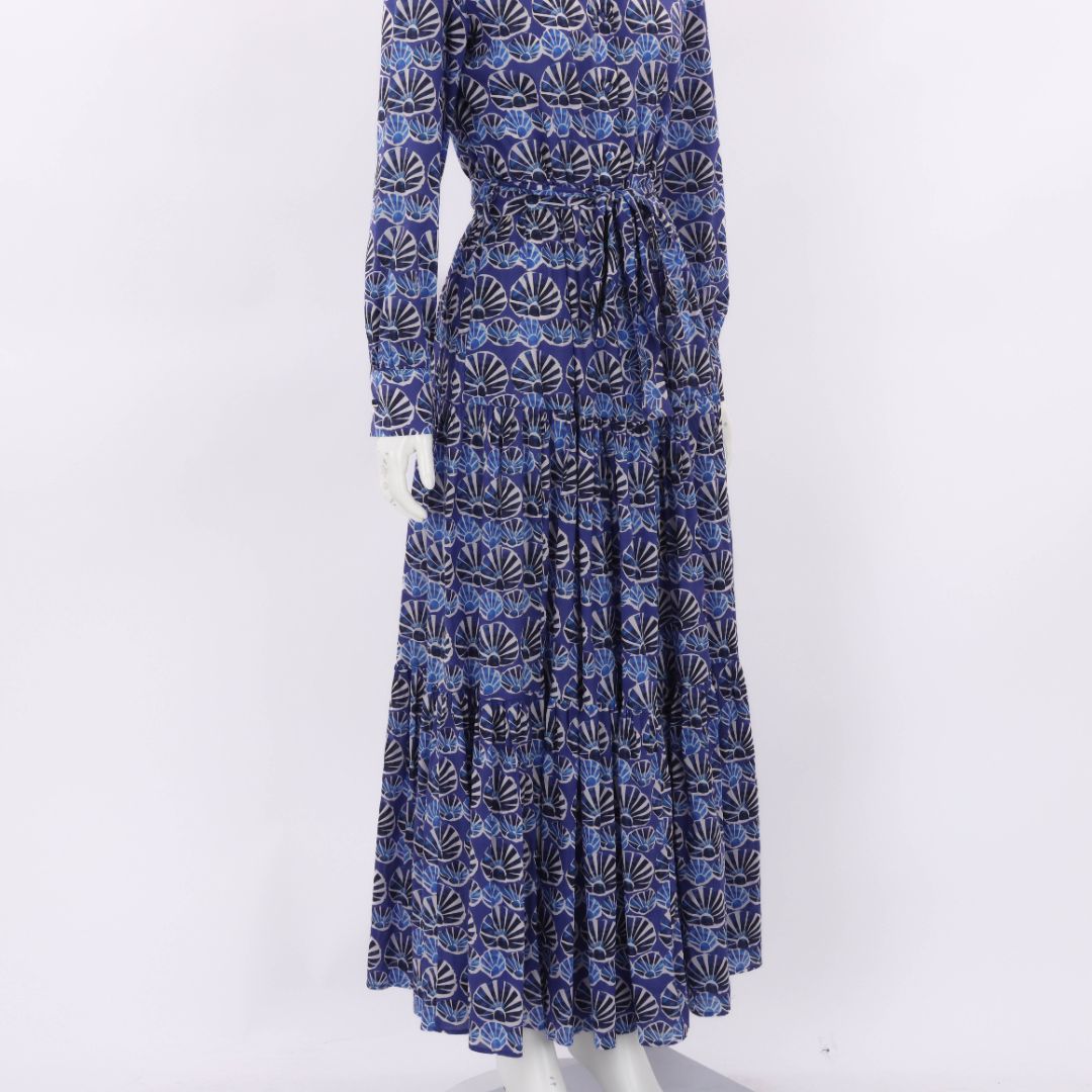La DoubleJ 'Bellini' Tiered Printed Maxi Shirt Dress Small
