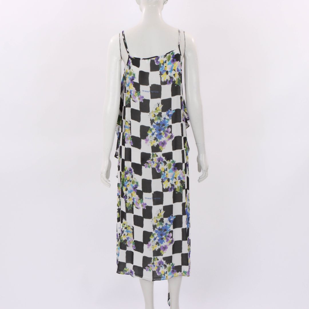 Off-White Silk Blend Print Midi Dress IT 42 | AU 10