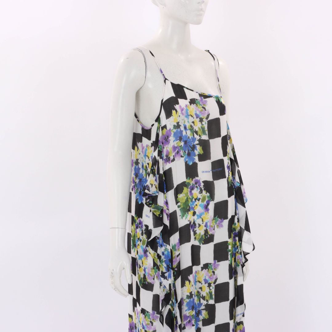 Off-White Silk Blend Print Midi Dress IT 42 | AU 10