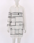 Off White Cotton Printed Shirt Dress Size L