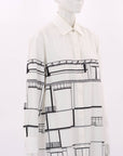 Off White Cotton Printed Shirt Dress Size L