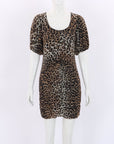 Ganni Leopard print Ruched Mini Dress Size 36 | AU 8