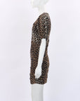 Ganni Leopard print Ruched Mini Dress Size 36 | AU 8