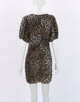 Ganni Leopard print Ruched Mini Dress Size 36 | AU 8