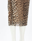 Ganni Leopard Mesh Ruched Midi Dress Size 40 | AU 12