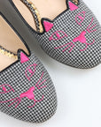 Charlotte Olympia Checked Embroidered Ballet Flats Size 36.5