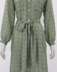 Flannel Belted Silk Print Dress Size 0