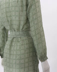 Flannel Belted Silk Print Dress Size 0