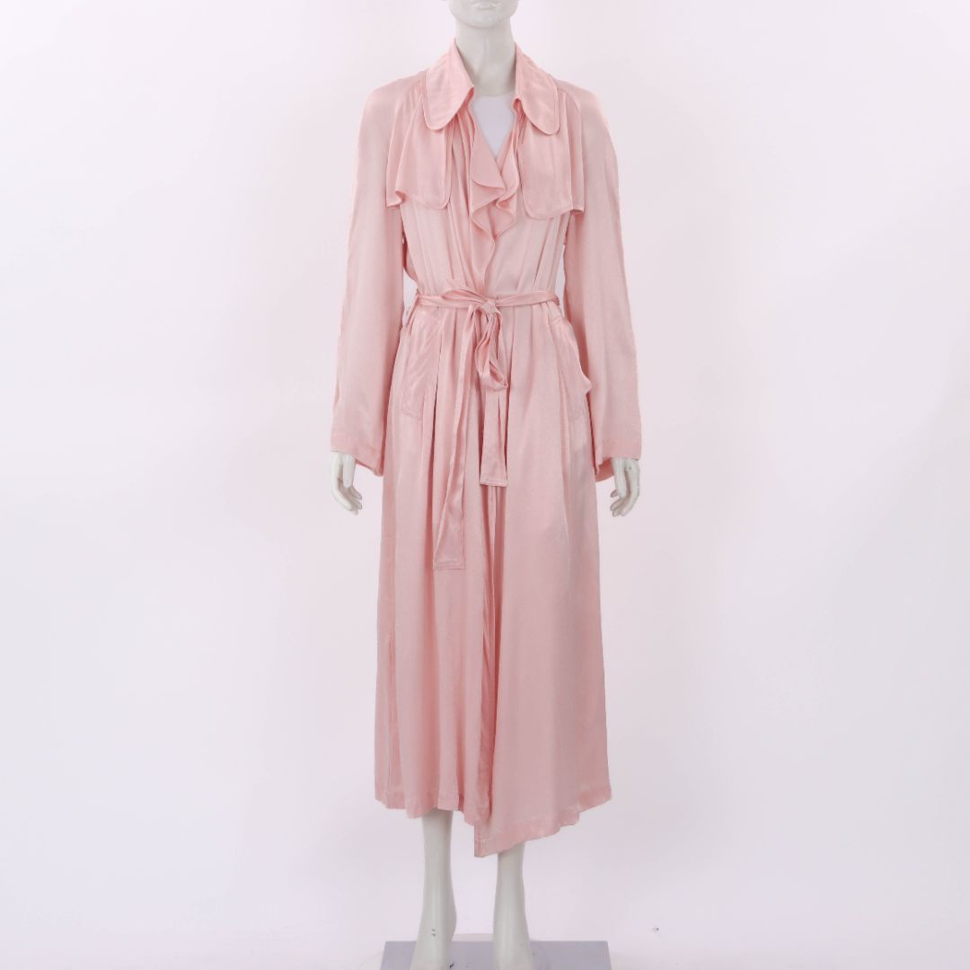 Flannel Satin Trench Coat Size Small/Medium