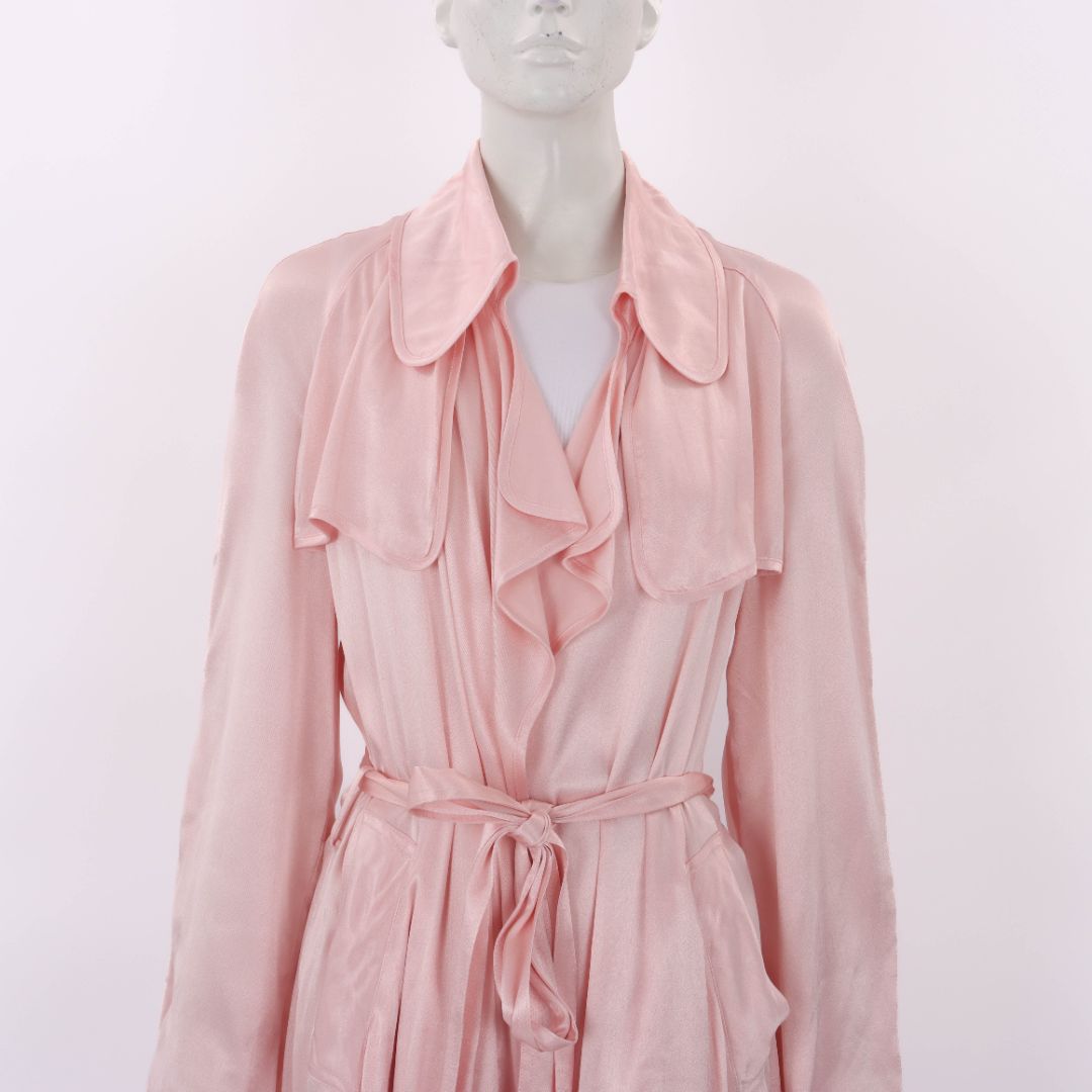 Flannel Satin Trench Coat Size Small/Medium
