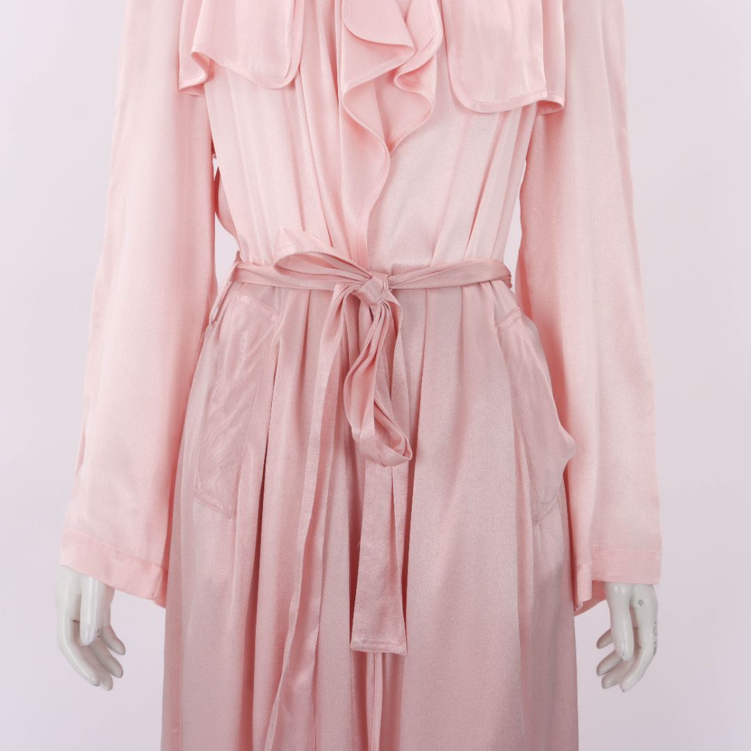 Flannel Satin Trench Coat Size Small/Medium