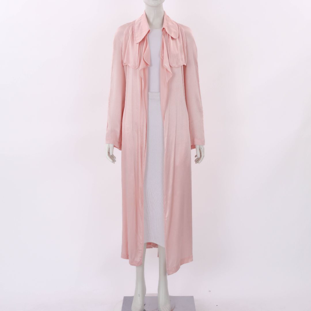 Flannel Satin Trench Coat Size Small/Medium