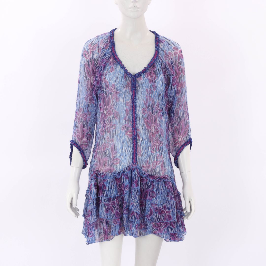 Poupette St Barth Sheer Print Mini Dress One Size