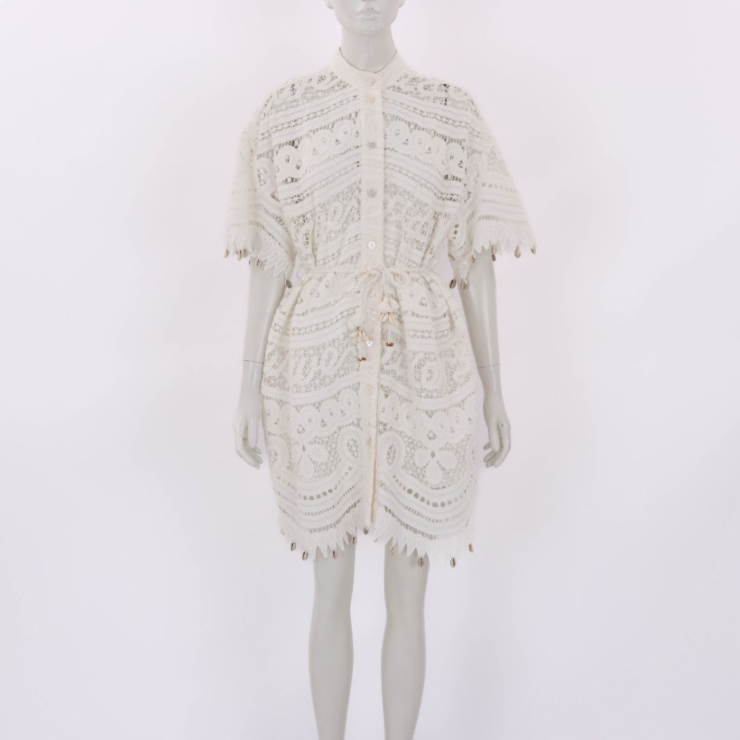 Zimmermann 'Shelly' Embroidered Mini Shirt Dress Size 1