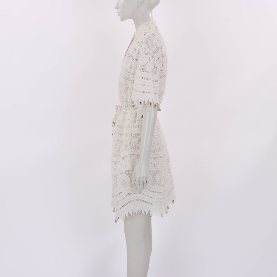 Zimmermann 'Shelly' Embroidered Mini Shirt Dress Size 1