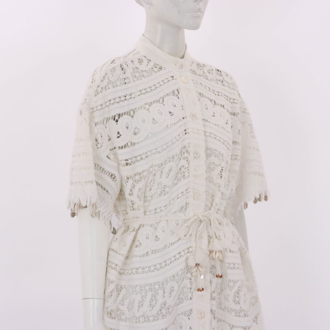 Zimmermann 'Shelly' Embroidered Mini Shirt Dress Size 1