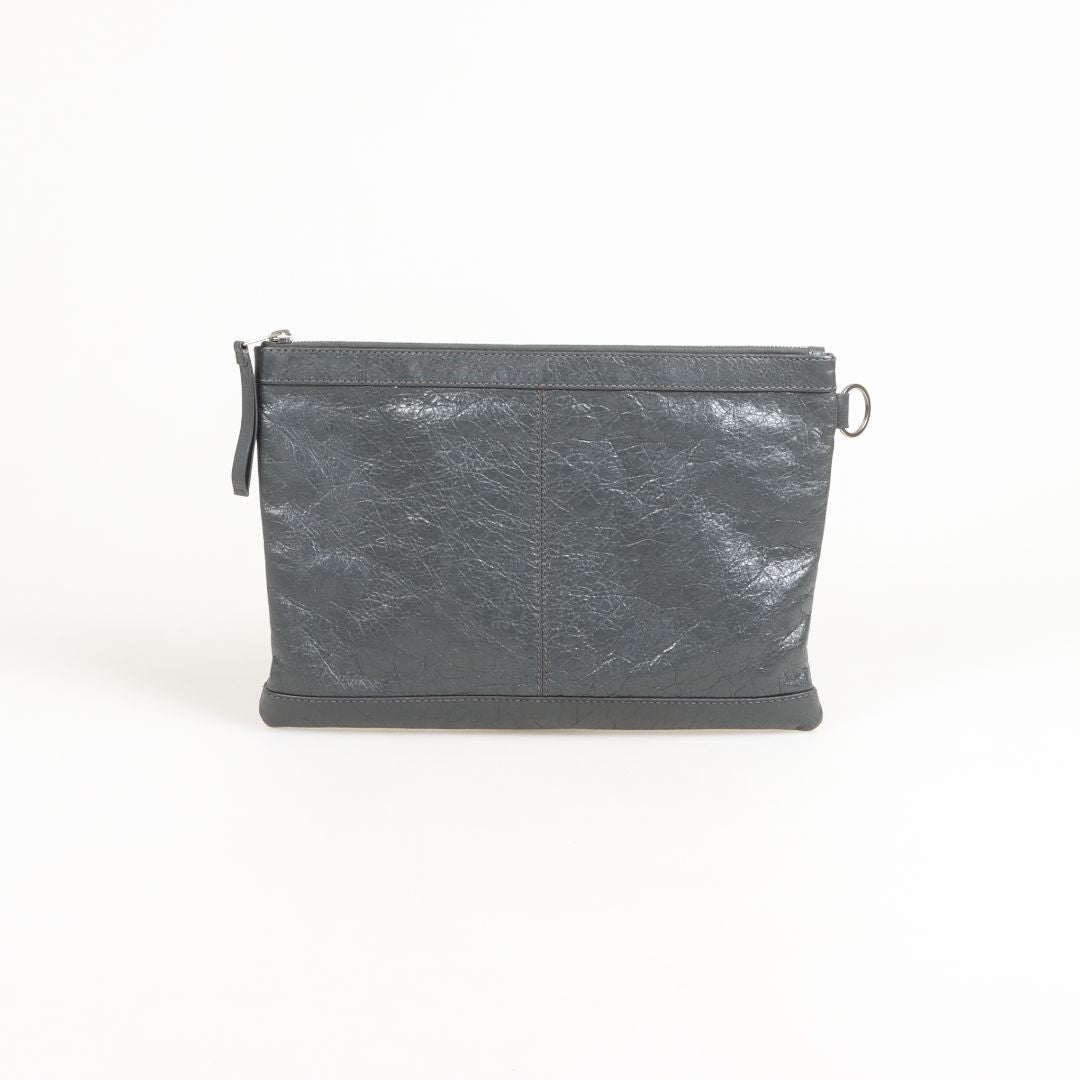 Balenciaga Leather Motorcross Classic Clip Clutch