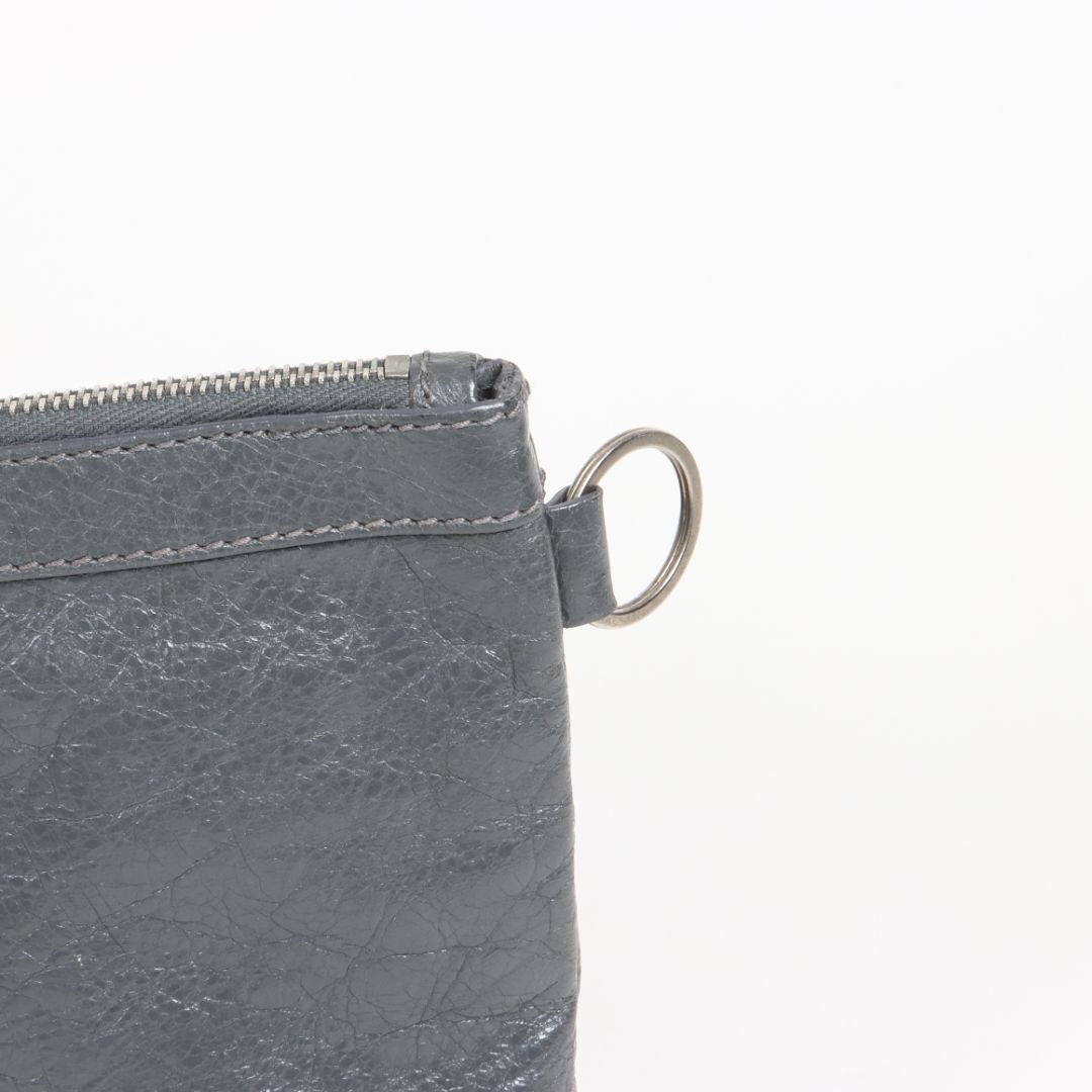 Balenciaga Leather Motorcross Classic Clip Clutch