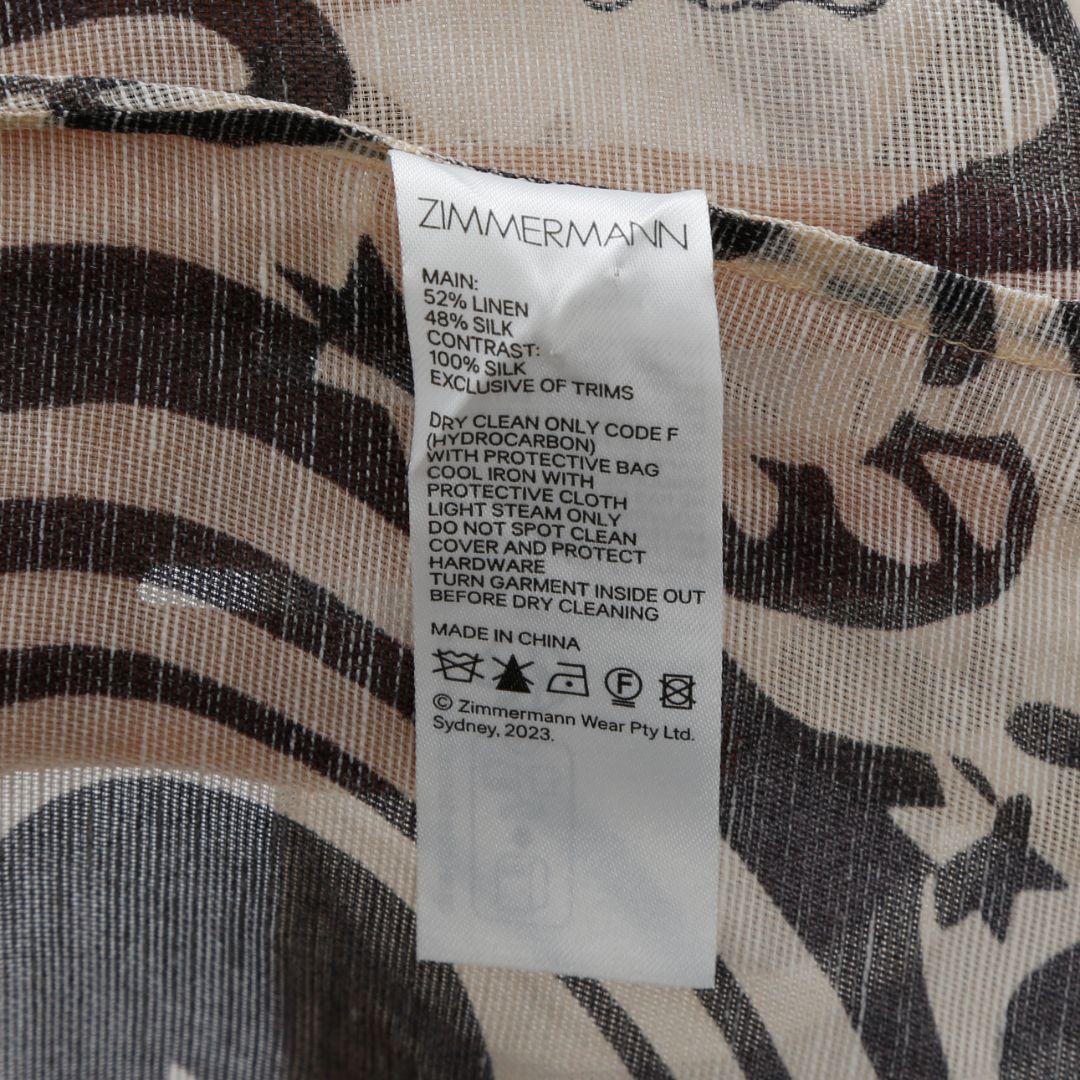 Zimmermann &#39;Matchmaker&#39; Printed Linen/Silk Shirt Size 0