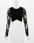 I.D. Sarrieri Lace Sleeve Crop Top Size S