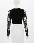 I.D. Sarrieri Lace Sleeve Crop Top Size S