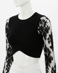 I.D. Sarrieri Lace Sleeve Crop Top Size S