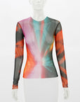 Louisa Ballou Odyssey Print Long Sleeve Mesh Top Size XS