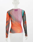 Louisa Ballou Odyssey Print Long Sleeve Mesh Top Size XS