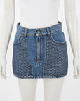 Area Crystal Embellished Denim Mini Skirt Size 26