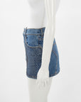 Area Crystal Embellished Denim Mini Skirt Size 26