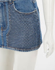 Area Crystal Embellished Denim Mini Skirt Size 26