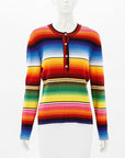 Carolina Herrera Striped Jersey Henley Sweater Size XL