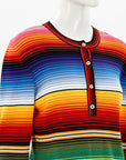 Carolina Herrera Striped Jersey Henley Sweater Size XL