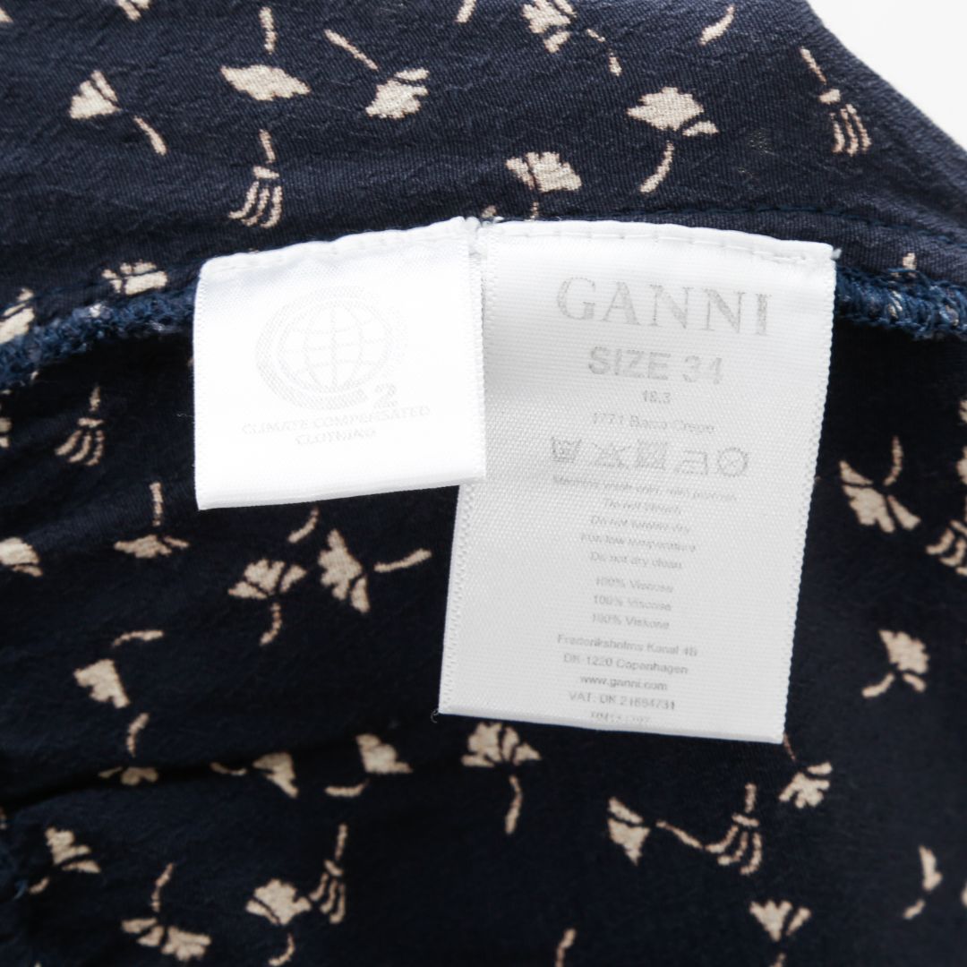 Ganni Print Elastic Waist Pants Size 34 | AU 6