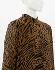 Ganni Gathered Tiger Print Midi Dress Size 38 | AU 10