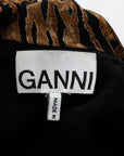 Ganni Gathered Tiger Print Midi Dress Size 38 | AU 10