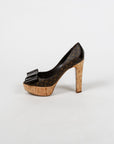 Louis Vuitton Cork Rivoli Peep-Toe Platform Heels Size 40