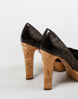 Louis Vuitton Cork Rivoli Peep-Toe Platform Heels Size 40