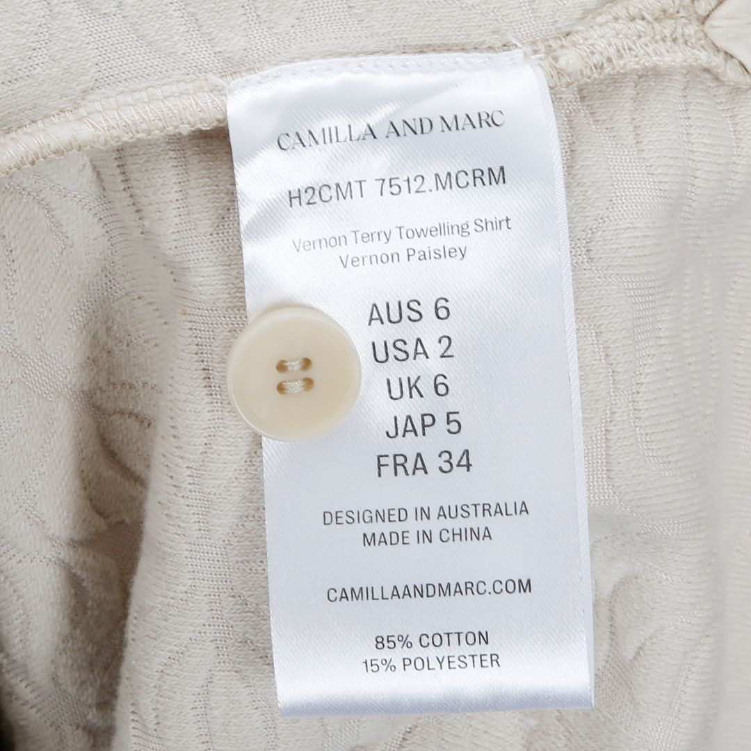 Camilla and Marc Vernon Terry Towelling Shirt Size 6