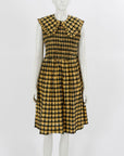 Ganni Cotton Gingham Shirred Dress Size M