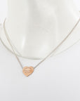 Tiffany & Co Sterling Silver and Rubedo Double Chain Heart Tag Necklace