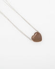 Tiffany & Co Sterling Silver and Rubedo Double Chain Heart Tag Necklace