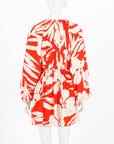 Matteau Silk Gathered Palm Print Mini Dress Size 1