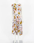 Maje Floral Crepe Ruffle Midi Dress Size 3